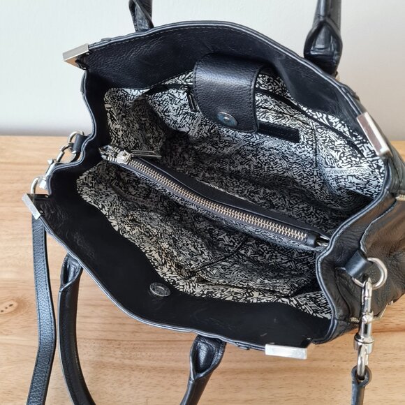 Rebecca Minkoff Amorous Satchel Black Leather Quilted Bowler Bag Handbag Luxe - Picture 7 of 14